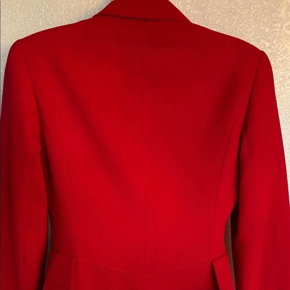Escada Blazer, women's 34, red Classic, Tailored, Virgin Wool, Flap Pockets EUC